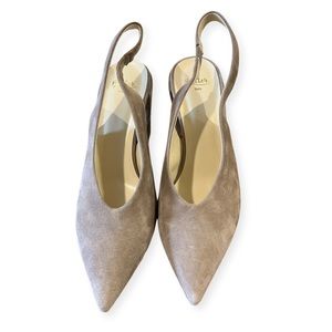 Butter Shoes Tan Suede Block Heel Sling Back Pump